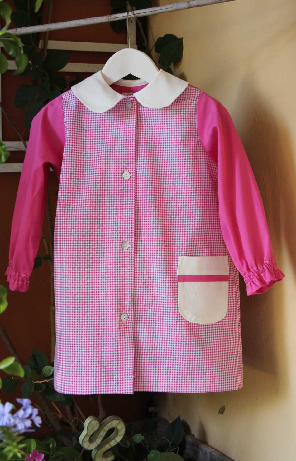 Grembiule bimba pied de poule fuxia Tg III