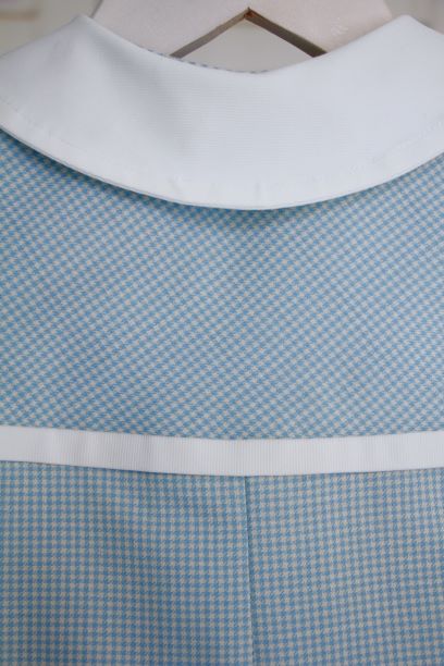 Grembiule a quadretti piccoli celeste soft Tg III